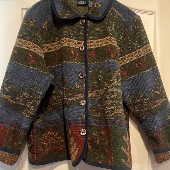 Vintage Tapestry Quilt Barn Coat with Forest Scent Eclectic Grandpa Coat - Picture 2 of 6